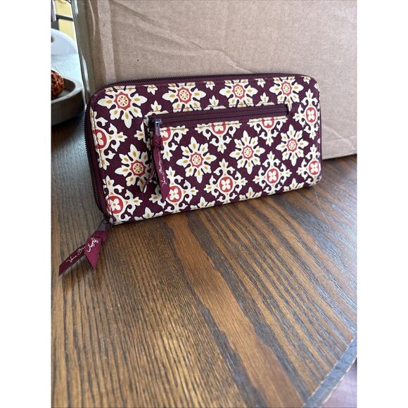 Vera Bradley Handbags - Vera Bradley Wallet Burgundy Zip Coin Purse Pouch Bag Bifold